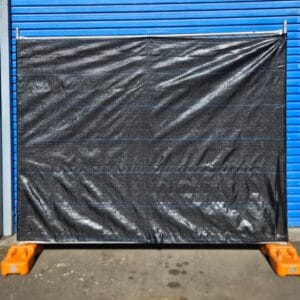weed mat on temporary fence